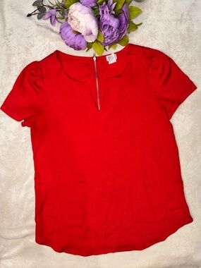 Charming Charlie Red Short Sleeve Blouse